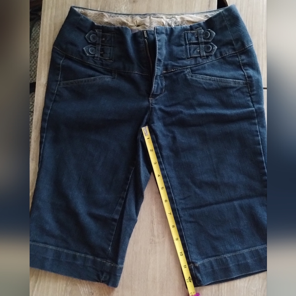 Boom Boom Jeans Juniors Size 5 Dark Blue Denim Bermuda Shorts - Picture 12 of 15
